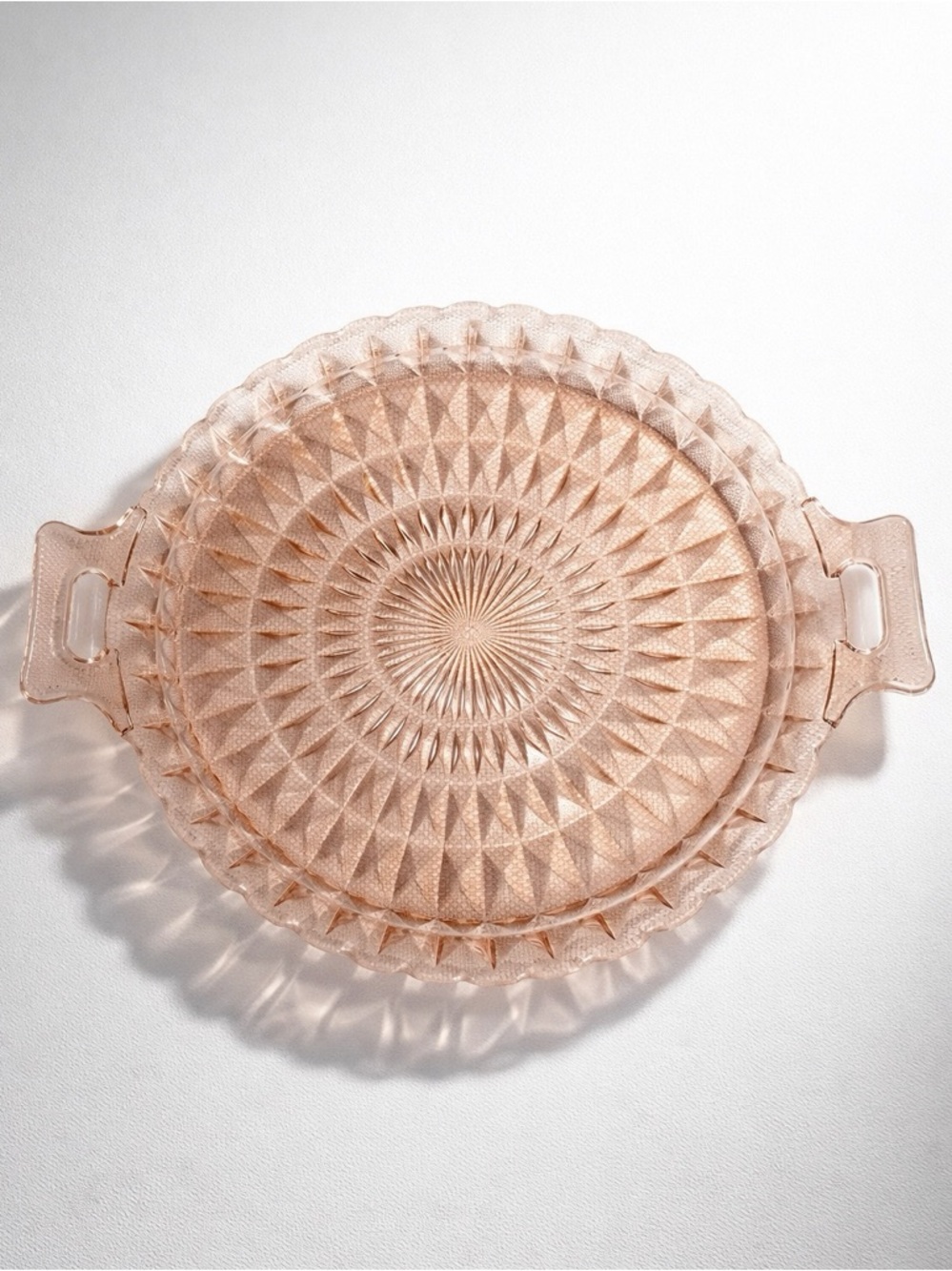 💞💎Jeannette Glass Company Pink Diamond Block Depression Glass Serving Plate